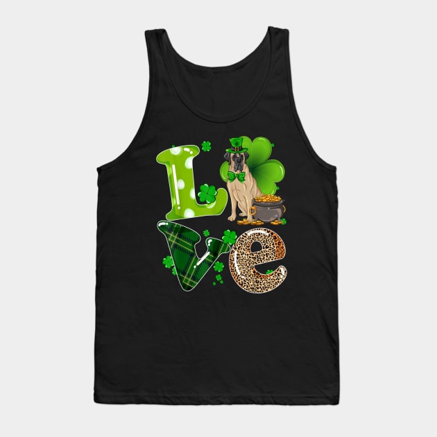 English Mastiff Dog Love Leopard Shamrock Happy St Paddy's Day Tank Top by Centorinoruben.Butterfly